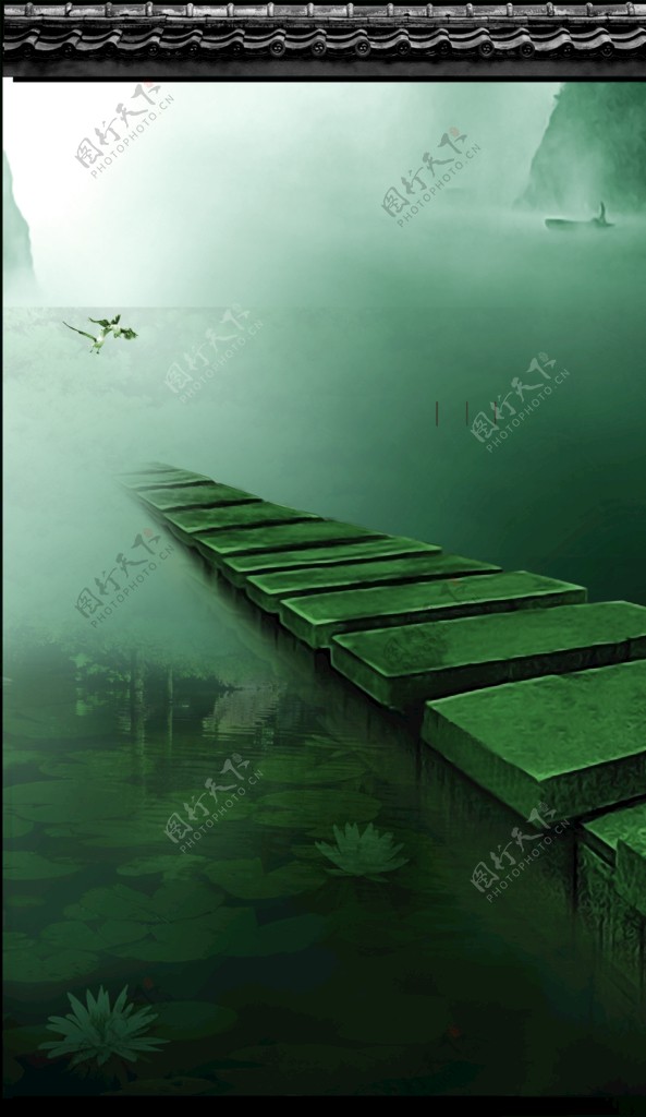 瓦墙素材中国风背景图片